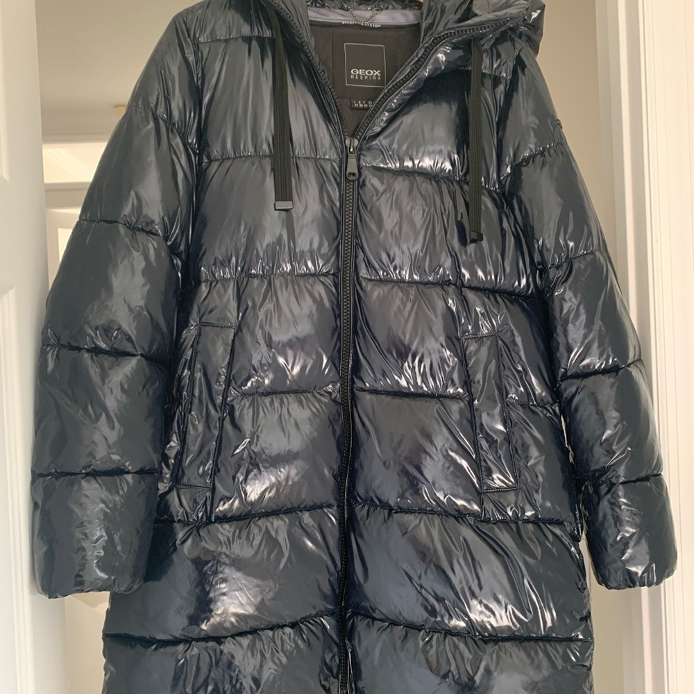 GEOX High-Shine Puffer Coat in Blue NWOT - Picture 2 of 9